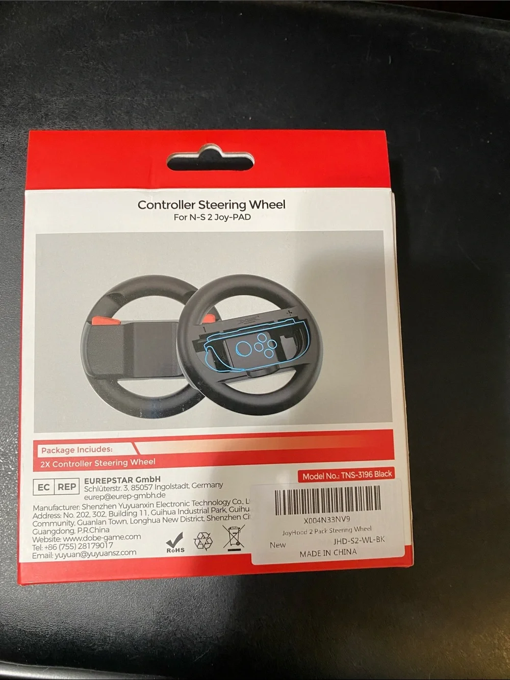 Black Controller Steering Wheel Pair for N-S 2 Joy-PAD